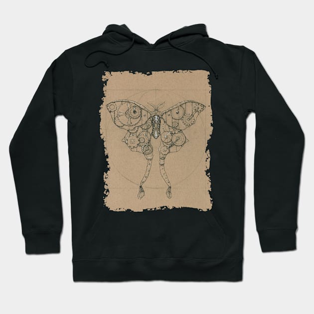 Steampunk Luna Moth (Parchment) Hoodie by SamDeaconArt